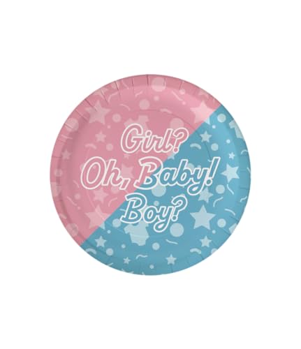 PD-Party 7130010 Fröhlich Partei Platten | Speziell Thema | Tisch Dekoration – Gender Reveal, 8er-Pack, Mehrfarben, 22.6cm Länge x 22.6cm Breite x 1.6cm Höhe von PD-Party