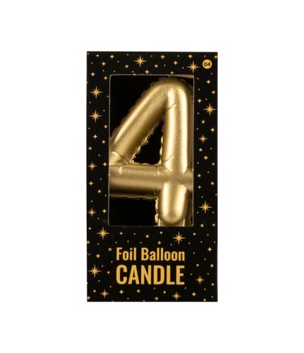 PD-Party 7070004 Folie Luftballon Kerze | Birthday Candles | Geburtstag Kerzen | Partei Dekoration - 4, Gold, 10cm Länge x 5.5cm Breite x 1.5cm Höhe von PD-Party