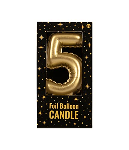 PD-Party 7070005 Folie Luftballon Kerze | Birthday Candles | Geburtstag Kerzen | Partei Dekoration - 5, Gold, 10cm Länge x 5.5cm Breite x 1.5cm Höhe von PD-Party