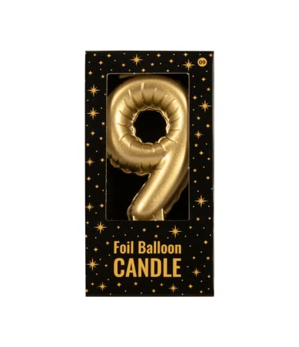 PD-Party 7070009 Folie Luftballon Kerze | Birthday Candles | Geburtstag Kerzen | Partei Dekoration - 9, Gold, 10cm Länge x 5.5cm Breite x 1.5cm Höhe von PD-Party
