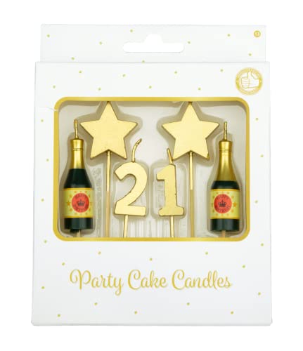 PD-Party 7050013 Geburtstag Kuchen Kerzen | Birthday Cake Candles | Partei Dekoration - 21 Jahre, Gold, 1cm Länge x 3cm Breite x 9cm Höhe von PD-Party