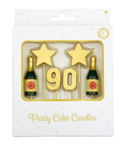 PD-Party 7050024 Geburtstag Kuchen Kerzen | Birthday Cake Candles | Partei Dekoration - 90 Jahre, Gold, 1cm Länge x 3cm Breite x 9cm Höhe von PD-Party