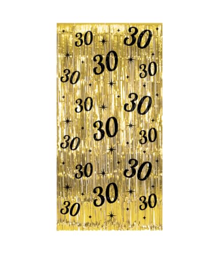 PD-Party - Glitzer Vorhang für 30. Geburtstag - Deko Geburtstag - Jubiläum - Schwarz Gold Deko - Party Deko - 30. Geburtstag Junge & Mädchen - Geburtstags Deko - Glitzer Vorhang Geburtstag - 1 x 2 m von PD-Party