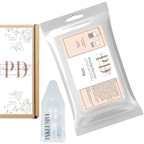 PD mach's selbst PAUL & DANIELA Gießpulver Starterset Haus, Reliefgießpulver weiß inkl. Silikonform Haus, Geschenke selber Machen, Geschenke Set für Frauen, gipsformen zum gießen von PD mach's selbst PAUL & DANIELA