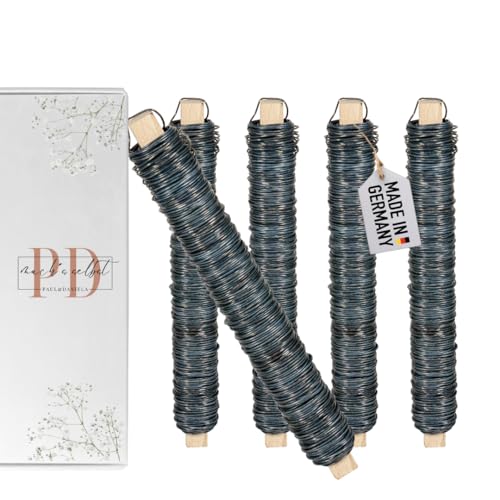 5x Wickeldraht Schwarz 0,65 mm Draht Basteldraht Metalldraht Blumendraht Bindedraht Biegedraht Pflanzendraht Dekoband Dekodraht (5, Schwarz, 13,5) von PD mach's selbst PAUL & DANIELA