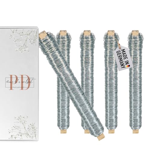 Wickeldraht Silber 0,65 mm Draht Basteldraht Metalldraht Blumendraht Bindedraht Biegedraht Pflanzendraht Dekoband Dekodraht (5, Silber, 13,5) von PD mach's selbst PAUL & DANIELA
