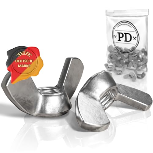 PD® Flügelmuttern M5 (DIN 315) | Hochwertige A2 V2A Edelstahl Flügelmutter | Rostfreie Wing Nut Schmetterlingsmutter zur universellen Nutzung | 10 Stück von PD