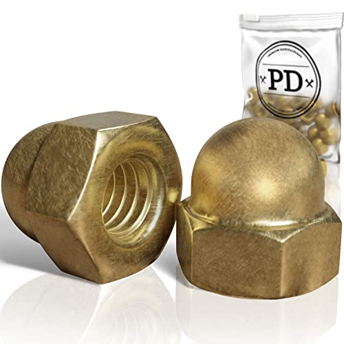 PD® Hutmuttern M10 (DIN 1587) | Hochwertige Messing Kappenmuttern | Schutzkappen Muttern Messingmuttern in hoher Form für Schrauben, Gewindestangen & Gewindebolzen | 15 Stück von PD