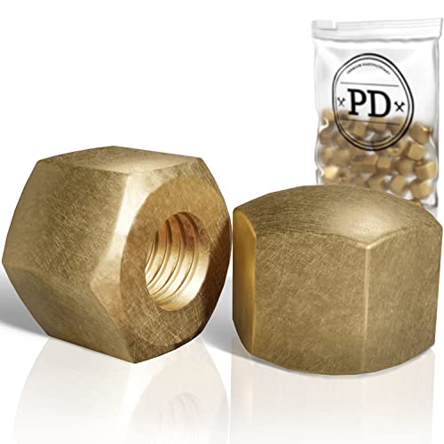 PD® Hutmuttern M10 (DIN 917) | Hochwertige Messing Kappenmuttern | Schutzkappen Muttern Messingmuttern in niedriger Form für Schrauben, Gewindestangen & Gewindebolzen | 5 Stück von PD