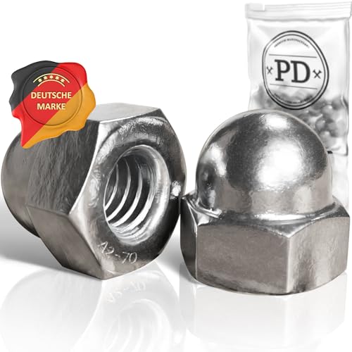 PD® Hutmuttern M18 Edelstahl (DIN 1587) | Hochwertige A2 V2A Edelstahl Kappenmuttern | Schutzkappen Muttern in hoher Form für Schrauben, Gewindestangen & Gewindebolzen | 10 Stück von PD