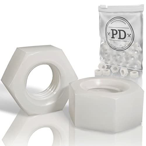 PD® Kunststoff Muttern M10 (DIN 555 / ISO 4034) | Hochwertige PA Nylon Sechskantmuttern | Hex Nut plastikmutter für Schrauben, Gewindebolzen & Gewindestangen | 50 Stück von PD