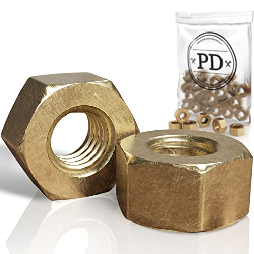 PD® Messing Muttern M12 (DIN 934 / ISO 4032) | Hochwertige Sechskantmuttern aus Messing | Hex Nut Messingmutter für Schrauben, Gewindebolzen & Gewindestangen | 10 Stück von PD