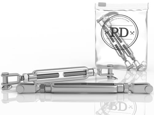 PD® Spannschloss M12 Edelstahl A4 (Gabel-Gabel) | Wantenspanner ROSTFREI | Seilspanner mit Spannschraube | Spannhaken für Sonnensegel Befestigung, Wäscheleine & mehr | Drahtseil Spanner | 1 Stück von PD