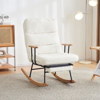 Komfortabler Schaukelsessel mit Schwerkraftverstellung, manueller Fußstütze und stabiler Liegefunktion,Weiß von PD1