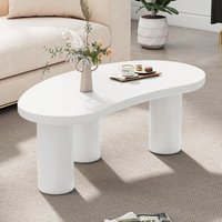 Moderner Halbmond-Couchtisch, MDF-Tischplatte, PVC-Beine mit Filzunterlage, Weiß Moderner Halbmond-Couchtisch, MDF-Tischplatte, PVC-Beine mit Filzunterlage, Weiß von PD1