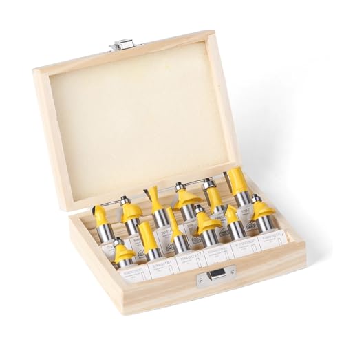 12 stücke 1/4in 1/2in 6mm 8mm Schaft Router Bit Set Holzbearbeitung Werkzeuge Fräser Trimmen gerade Ecke Perlen Bits(12PCS 0.25in no Box) von PDFEswm