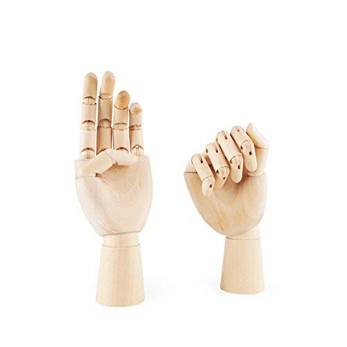 PDFans-Handmodell aus Holz, mit exakt gegliederten Fingern und flexiblen Gelenken, für Kunst / Zeichnung / Ausstellung Left+Right Hands von PDFans