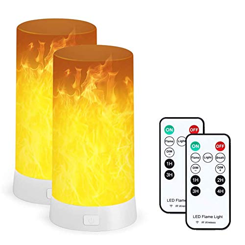 PDGROW 2 Sätze LED Flamme Lampe mit Fernbedinung, USB Wiederaufladbare Flammeneffekt Nachtlicht Wasserdicht Flammen Lampe für Weihnachten, Halloween, Party, Innen/Außenbereich von PDGROW