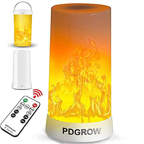 PDGROW LED Flamme Lampe mit Fernbedinung, USB Wiederaufladbare Flammeneffekt Nachtlicht Wasserdicht Flammen Lampe für Weihnachten, Halloween, Party, Innen/Außenbereich von PDGROW