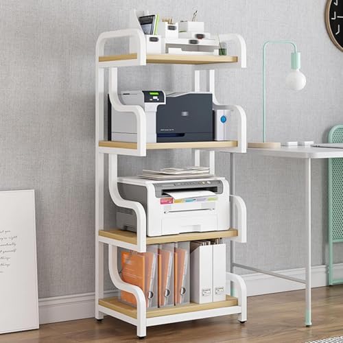 AV-Schrank Audio-Rack, Audio-Video-Medienständer, Audio-Video-Turm Stereo-Audio-Rack-Ständer, Ideal for Ecken und Kleine Räume(White,4tier) von PDKFHNR