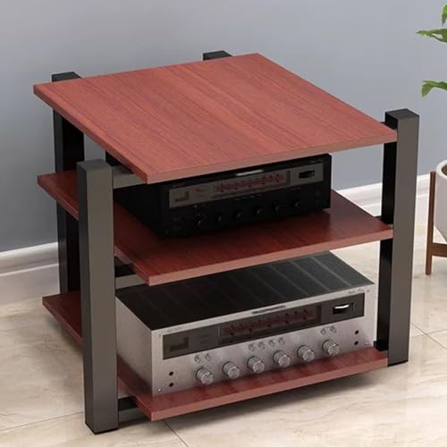 Audio-Rack AV-Medienständer Medien-Audio-Turmschrank 2/3/4-stöckiges Audio-Rack, AV-Komponenten-Stereoschrank, for Büro/DJ/Heimkino(Red,3Tier) von PDKFHNR