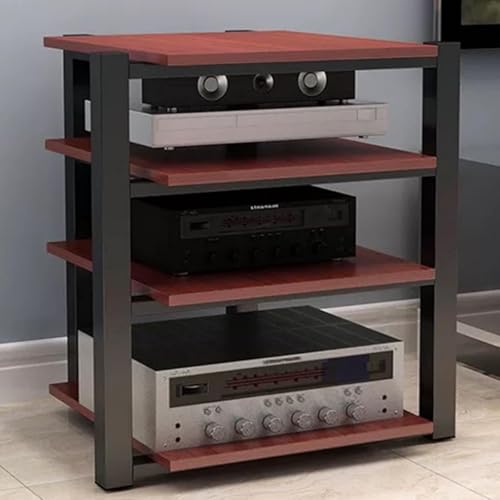 Audio-Rack AV-Medienständer Medien-Audio-Turmschrank 2/3/4-stöckiges Audio-Rack, AV-Komponenten-Stereoschrank, for Büro/DJ/Heimkino(Red,4Tier) von PDKFHNR