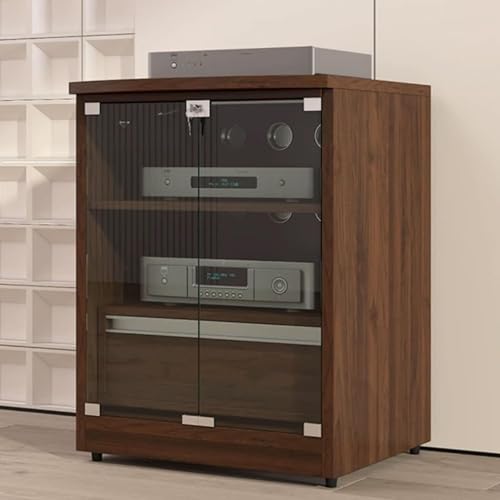 Medienmöbel AV-Medienständer Stereo-Möbel mit Kabelmanagement, Stereo-Möbel mit Atmungsaktivem Netzgewebe, Ideal for Ecken und Kleine Räume(Brown,23.6x29.5"/60x75cm) von PDKFHNR