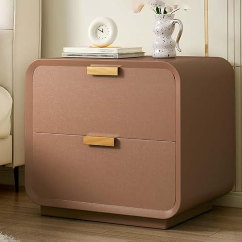 Metall-Nachttisch mit 2 Schubladen und 2 Metallgriffen, Hochwertiger Lederverkleidung und Metallschienen, Keine Montage Erforderlich(Brown,17.7"x15.7"x19.7") von PDKFHNR