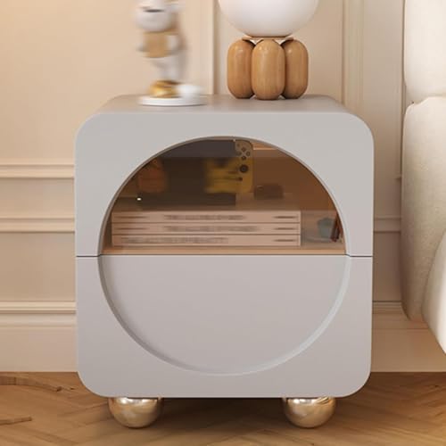 Nachttisch mit 2 Schubladen, Aus Gehärtetem Glas Und mit Metallbeinen, mit Geräuscharmen Schubladenführungen, Geeignet for Schlafzimmer und Wohnzimmer.(Gray,19.7"x15.7"x18.9") von PDKFHNR