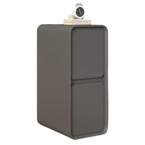 Nachttisch mit 2 Schubladen, Nachttisch Aus Holz mit Stauraum, Leise Schubladenführungen, Nachttischs mit Lederfinish for Schlafzimmer Und Wohnzimmer(Dark gray,11.8"x15.7"x19.7") von PDKFHNR