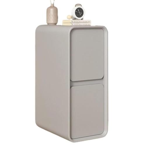 Nachttisch mit 2 Schubladen, Nachttisch Aus Holz mit Stauraum, Leise Schubladenführungen, Nachttischs mit Lederfinish for Schlafzimmer Und Wohnzimmer(Light gray,7.8"x15.7"x19.7") von PDKFHNR