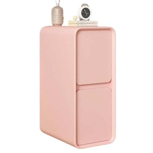Nachttisch mit 2 Schubladen, Nachttisch Aus Holz mit Stauraum, Leise Schubladenführungen, Nachttischs mit Lederfinish for Schlafzimmer Und Wohnzimmer(Pink,11.8"x15.7"x19.7") von PDKFHNR