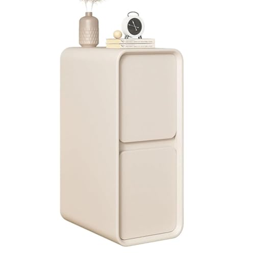 Nachttisch mit 2 Schubladen, Nachttisch Aus Holz mit Stauraum, Leise Schubladenführungen, Nachttischs mit Lederfinish for Schlafzimmer Und Wohnzimmer(White,11.8"x15.7"x19.7") von PDKFHNR