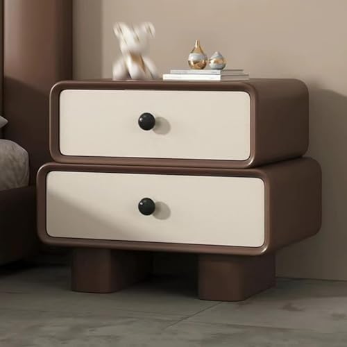 Nachttisch mit 2 Schubladen, Nachttisch aus Holz, Metallschienen, Mikrofaser-Lederbezug, Geeignet for Schlafzimmer, Wohnzimmer(Coffee,L40CM) von PDKFHNR