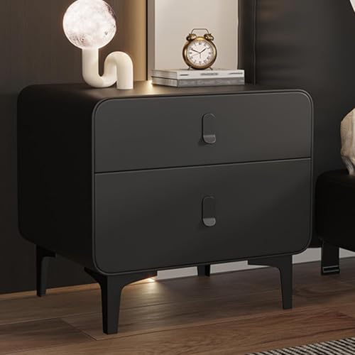 PDKFHNR Holznachtisch, Nachttische mit geräuschlosen Metallschienen, Nachttische mit Metallgriffen und Metallbeinen(Black,17.7"x15.7"x18.5") von PDKFHNR