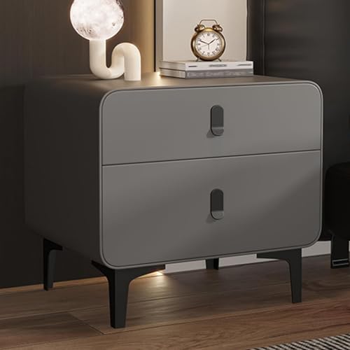 PDKFHNR Holznachtisch, Nachttische mit geräuschlosen Metallschienen, Nachttische mit Metallgriffen und Metallbeinen(Dark Gray,17.7"x15.7"x18.5") von PDKFHNR