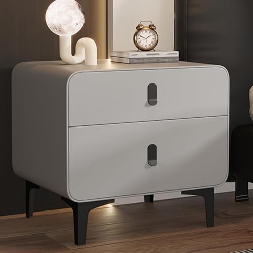 PDKFHNR Holznachtisch, Nachttische mit geräuschlosen Metallschienen, Nachttische mit Metallgriffen und Metallbeinen(Light Gray,17.7"x15.7"x18.5") von PDKFHNR