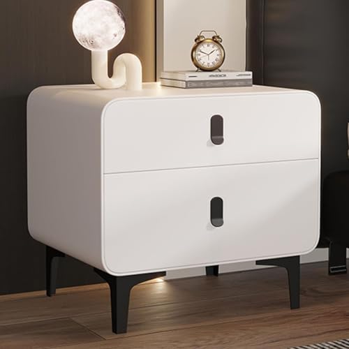 PDKFHNR Holznachtisch, Nachttische mit geräuschlosen Metallschienen, Nachttische mit Metallgriffen und Metallbeinen(White,17.7"x15.7"x18.5") von PDKFHNR