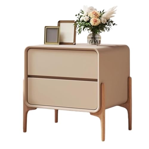 PDKFHNR Schlafzimmer-Holzaufbewahrung Nachttisch, Betttisch mit 2 Schubladen, Design mit hohen Beinen, platzsparend, einfache Montage(Khaki,19.7"x15.7"x19.7") von PDKFHNR