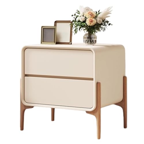 PDKFHNR Schlafzimmer-Holzaufbewahrung Nachttisch, Betttisch mit 2 Schubladen, Design mit hohen Beinen, platzsparend, einfache Montage(Off-White,19.7"x15.7"x19.7") von PDKFHNR