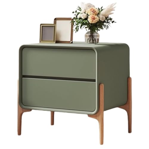PDKFHNR Schlafzimmer-Holzaufbewahrung Nachttisch, Betttisch mit 2 Schubladen, Design mit hohen Beinen, platzsparend, einfache Montage(Olive Green,15.7"x15.7"x19.7") von PDKFHNR