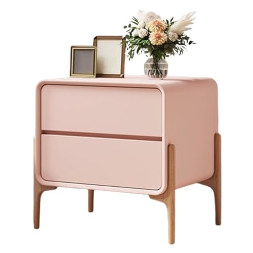 PDKFHNR Schlafzimmer-Holzaufbewahrung Nachttisch, Betttisch mit 2 Schubladen, Design mit hohen Beinen, platzsparend, einfache Montage(Pink,15.7"x15.7"x19.7") von PDKFHNR