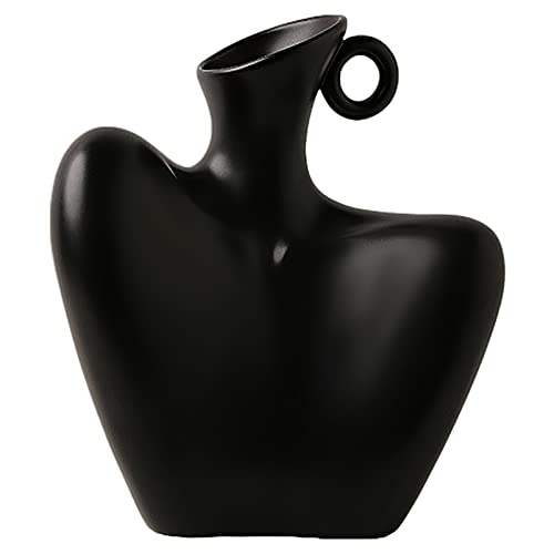 Keramische Vase Weibliche Form Körper Form Vase Kunst Ornament für Wohnzimmer Veranda Home Decor (Schwarz) von PDOOR
