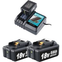 2X Akku 18V 5.0Ah Ersatzakku für Makita akku 18V+DC18RF Ladegert kompatibel mit BL1860 BL1860B BL1850 BL1850B BL1840 BL1830 BL1820 LXT400 DC18RA von PDSTATION