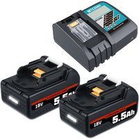 Pdstation - 2X für Makita 18V Li-ion Ersatzakku 5.5Ah lxt BL1850B BL1860B BL1860 BL1850 und Ladegerät DC18RF 14,4V18V DC18RC Pdstation - 2X für Makita 18V Li-ion Ersatzakku 5.5Ah lxt BL1850B BL1860B BL1860 BL1850 und Ladegerät DC18RF 14,4V18V DC18RC von PDSTATION
