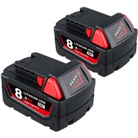 2er-Pack 8,0 Ah 18 v Lithium-Ersatzakku für Milwaukee 18 v M18 48-11-1820 48-11-1850 48-11-1860 48-11-1828 48-11-1852 - Pdstation von PDSTATION