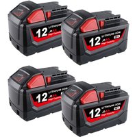 4er-Pack 18 v für Milwaukee M18 Akku M18B6 xc 12.0 Ah Li-Ionen 48-11-1860 48-11-1852 von PDSTATION