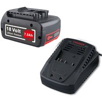 7.0Ah 18V Lithium Akku BAT609 und Akku 14.4-18V Ladegerät AL1820CV Kompatibel mit Bosch BAT618 BAT609 BAT622 BAT609G BAT610G von PDSTATION
