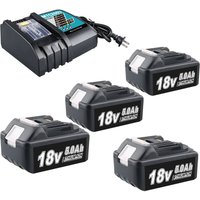 PDstation-Kit 4 x 18 V 5 Ah BL1860B-Akkus und 3 A DC18RC-Ladegerät, kompatibel mit den Modellen BL1860B, BL1860, BL1850B, BL1850, BL1840B und BL1840. von PDSTATION