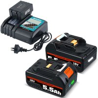 Pdstation - 2Stück 18V 5.5Ah Ersatzakku für Makita lxt BL1860B BL1850B BL1860 BL1850 BL1830+DC18RF 18V Schnellladeger Kompatibel mit Makita 14.4V-18 Pdstation - 2Stück 18V 5.5Ah Ersatzakku für Makita lxt BL1860B BL1850B BL1860 BL1850 BL1830+DC18RF 18V Schnellladeger Kompatibel mit Makita 14.4V-18 von PDSTATION